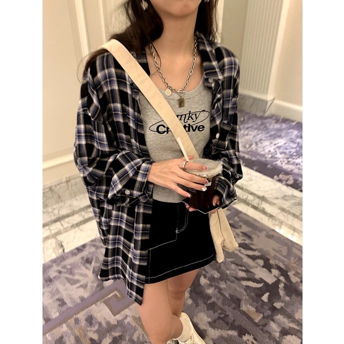 DUNEA Áo Sơ Mi Tay Dài Dáng Rộng Phong Cách Retro Hàn Quốc Cho Nữ