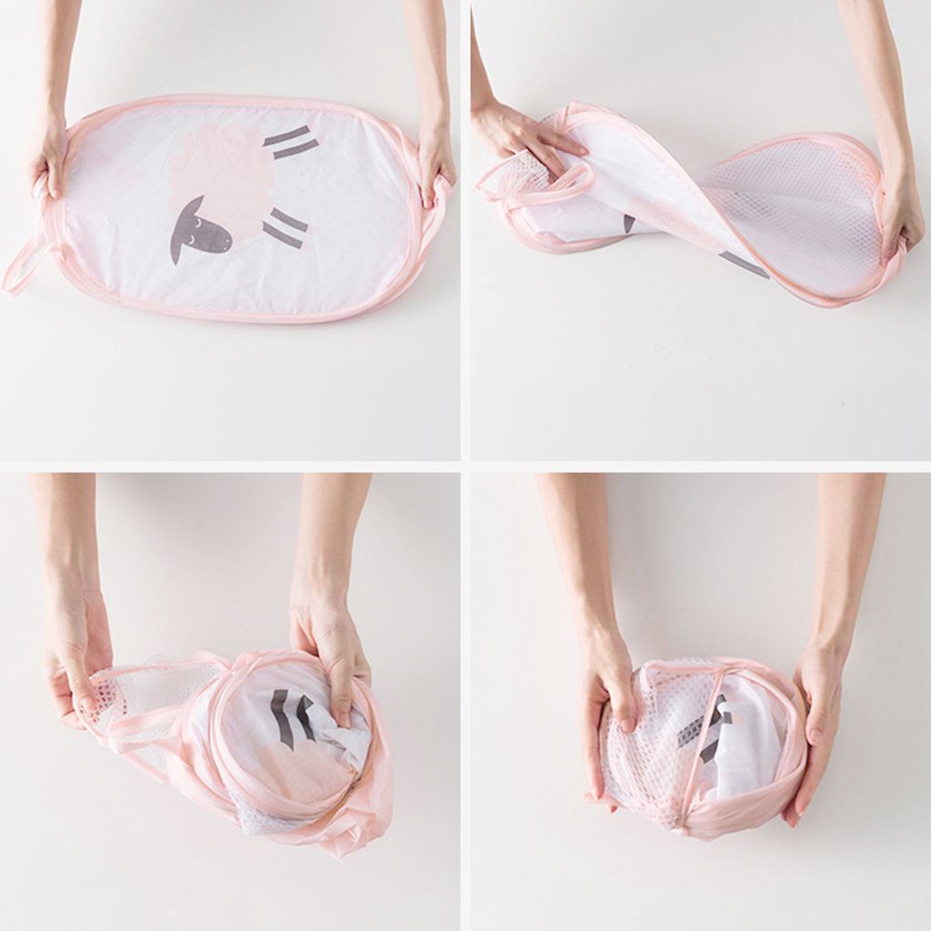 1 Giỏ Lưới Đựng Đồ Giặt Cỡ Lớn In Họa Tiết Hoạt Hình Đa Năng Có Thể Gấp Gọn Tiện Dụng