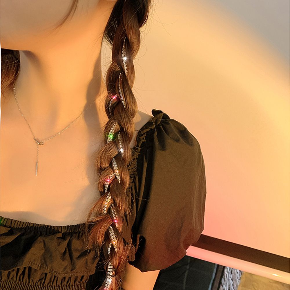 Dây Cột Tóc Bản Lớn Đính Đá Lấp Lánh Nhiều Màu Sắc Thời Trang