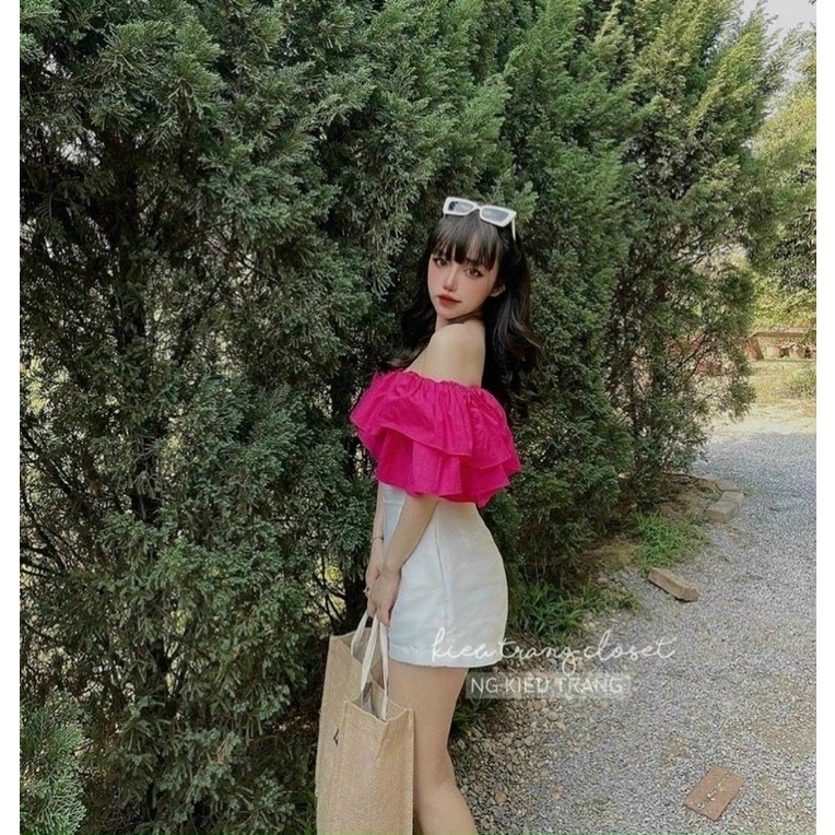 ÁO VOAN TẦNG CROPTOP TAY BỒNG TIỂU THƯ