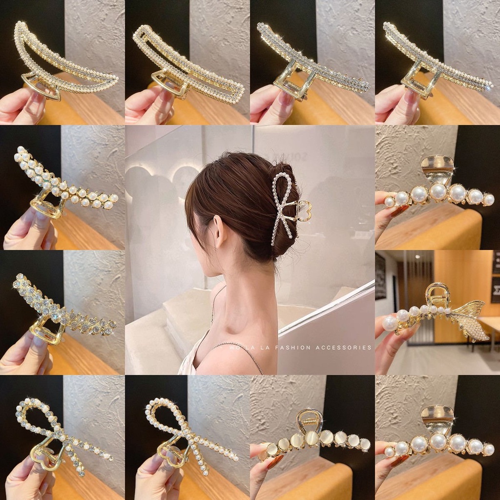 Kẹp Tóc Hình Cá Mập Đính Ngọc Trai Giả Phong Cách Hàn Quốc