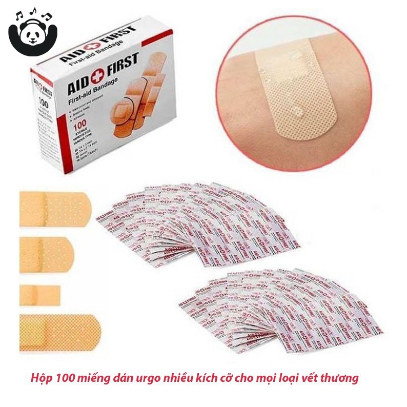 Hộp 100 cái băng cá nhân 4 phong cách khác nhau chống thấm nước