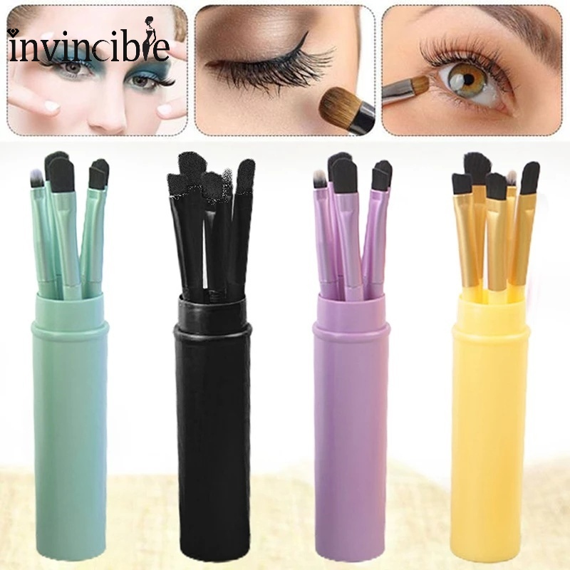 Set 5 Cọ Trang Điểm Mắt / Lông Mày Mềm Mại Với Tay Cầm Nhựa Tiện Dụng