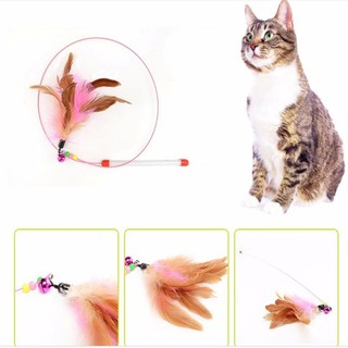 Đồ chơi cần câu Mèo bằng thép gắn lông vũ dành cho mèo