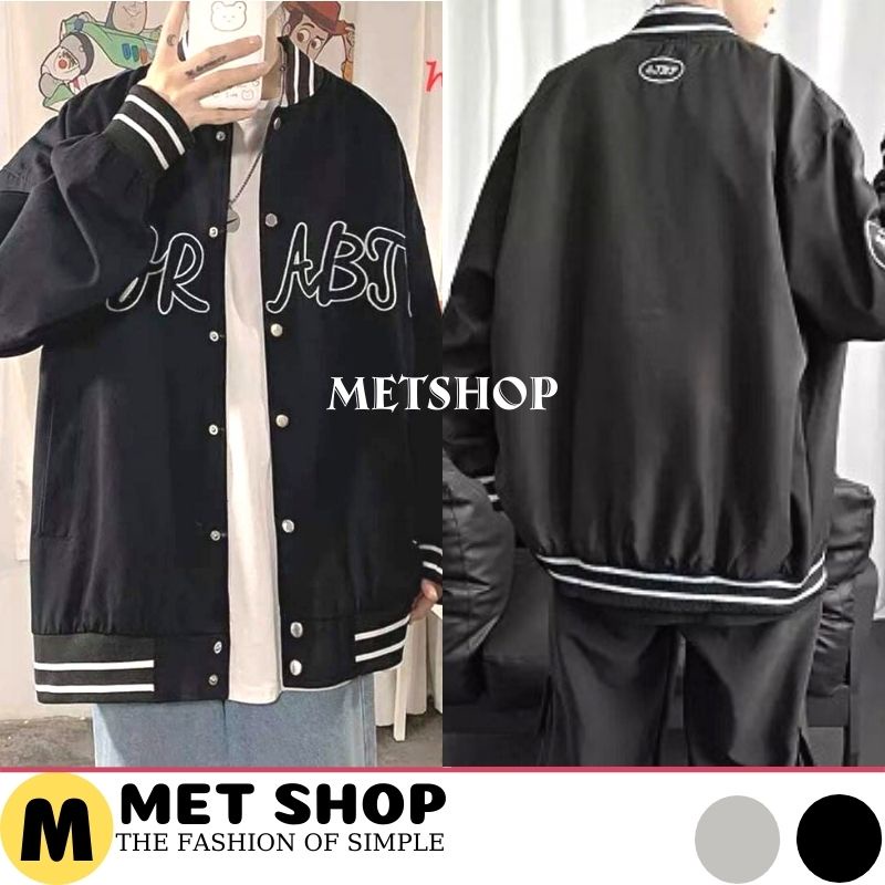 Áo Bomber nam nữ unisex ,Áo Khoác Bóng Chày in chữ ABJ 2 Lớp Giá Sỉ phong cách hàn quốc Ulzzang ,METSHOP