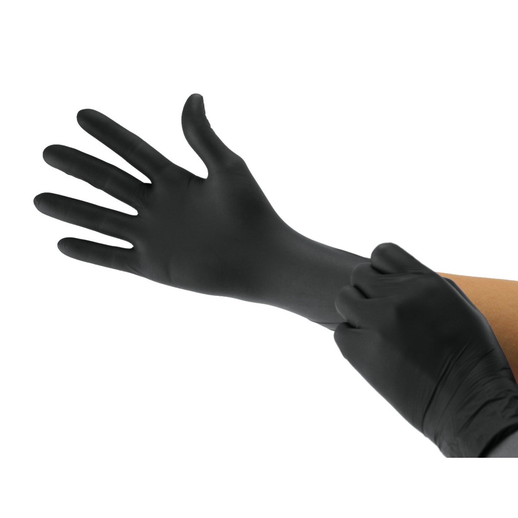 Găng tay cao su Nitrile không bột màu đen hộp 100 cái