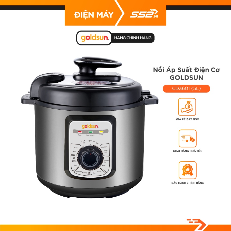 [Mã ELMALL10 giảm 10% đơn 500K] Nồi áp suất điện cơ Goldsun CD3601 (5L)-Hàng Chính Hãng