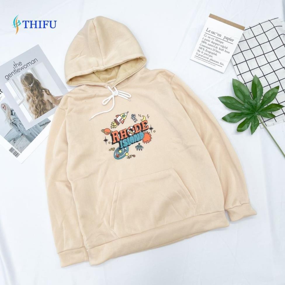 Áo Hoodie Chống Nắng THIFU FASHION In Chữ RHODE Nón , áo hoodie nữ 2 Lớp Chất Liệu Thun PE Cho Nam Nữ Dưới 70 Kg new
