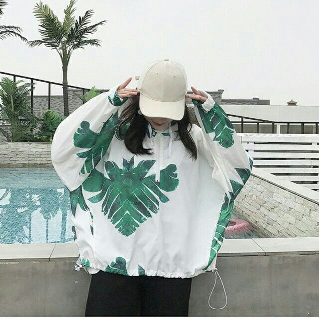 Áo gió Ulzzang hoạ tiết lá cây freesize | BigBuy360 - bigbuy360.vn
