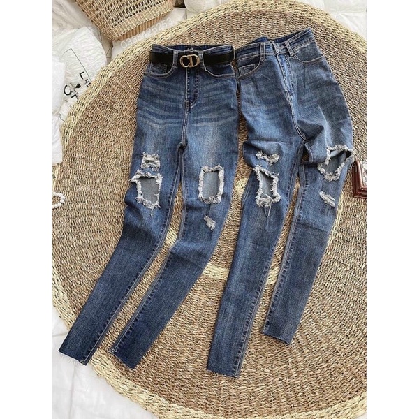 Quần jeans ôm rách ô to