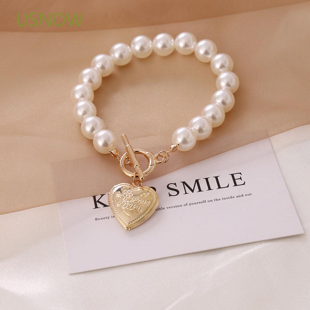 OT Dây Chuyền Mặt Trái Tim Đính Ngọc Trai Nhân Tạo Thời Trang