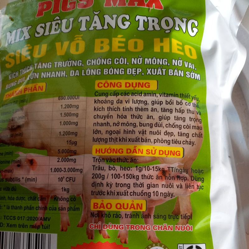 Siêu vỗ béo heo PIGS MAX 1kg Mix Siêu Tăng Trọng