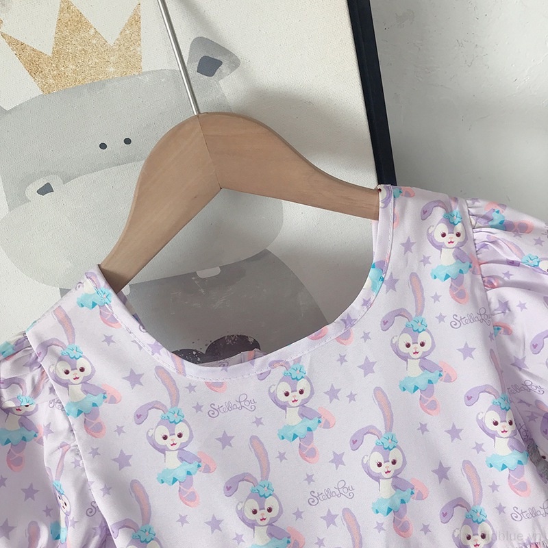 Đầm Xòe Hở Lưng Họa Tiết Hoạt Hình Dễ Thương Cho Bé Gái