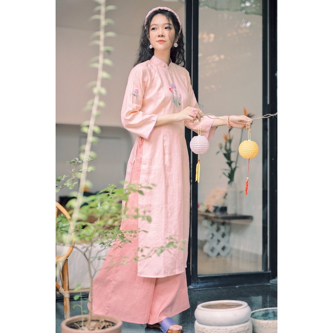 Sumire Store Quần Linen ống rộng Trúc Chi Có túi