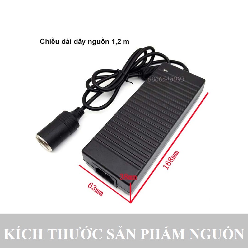 Bộ chuyển đổi nguồn từ 220V sang 12V/10A-120W đầu tẩu sạc ô tô cao cấp