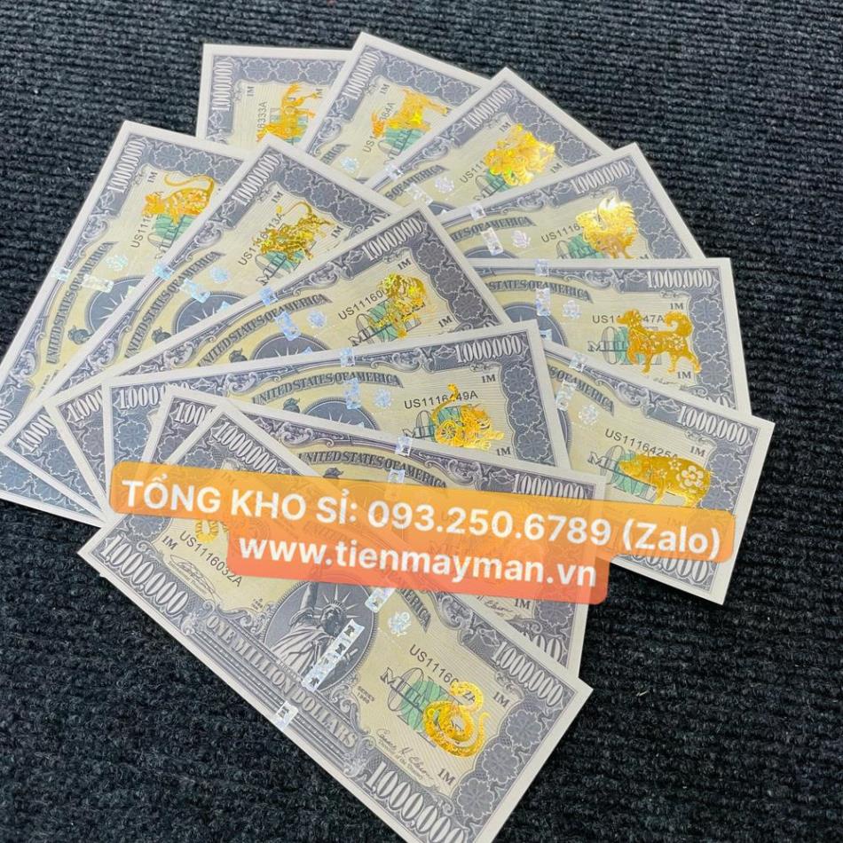 Tiền 1 Triệu Đô Usd 12 con giáp mạ vàng, Kỉ Niệm Siêu Cấp Có Bảo An, tặng bao lì xì