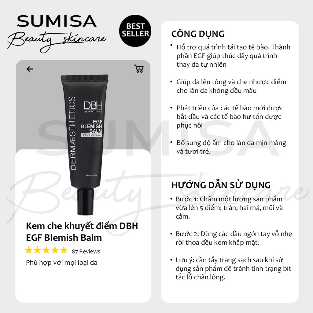 Kem che khuyết điểm DBH EGF Blemish Balm