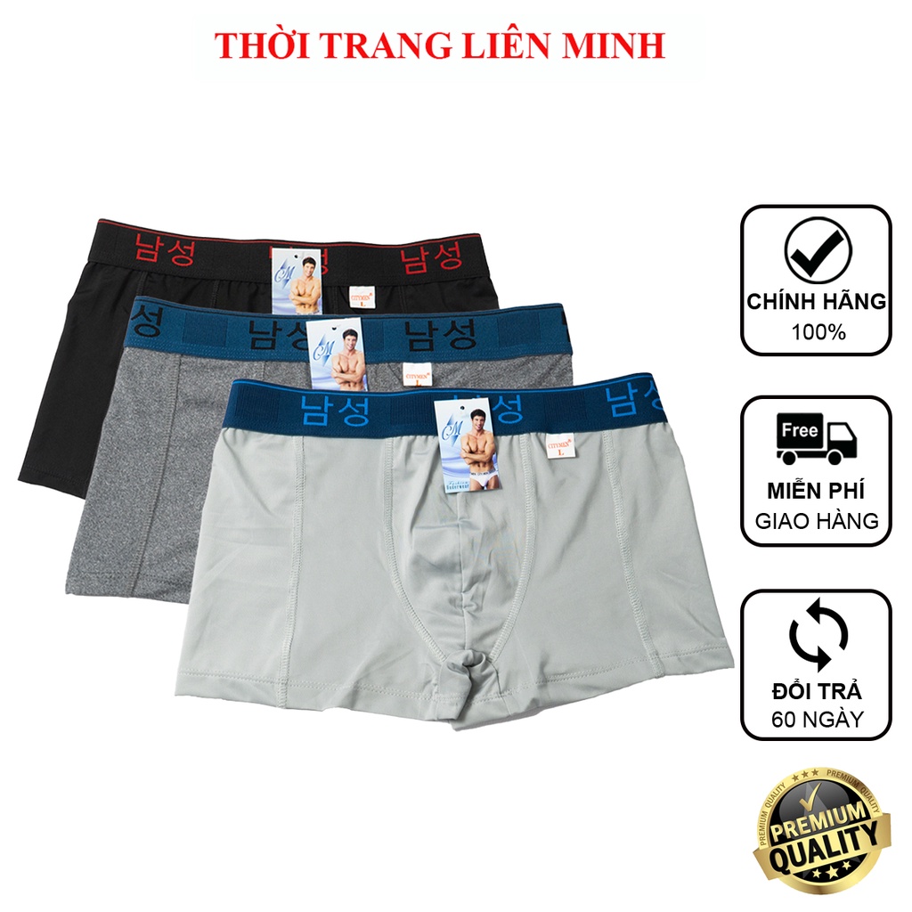 Combo 3 quần sịp đùi nam boxer CITYMEN lưng Hàn Quốc cao cấp thun lạnh co dãn 4 chiều mềm mại, quần lót xịp đùi nam