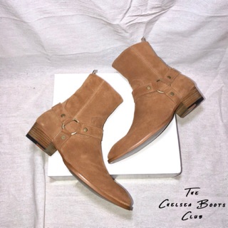 [Chelsea boots] SUEDE HARNESS BOOTS, boots cổ cao, giầy tây, giày da