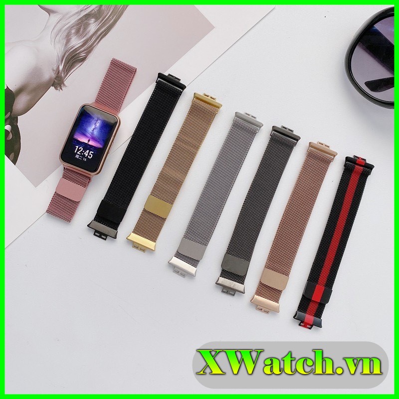 Dây đeo Milanese Loop kim loại thép không gỉ cho Huawei Watch Fit khóa nam châm