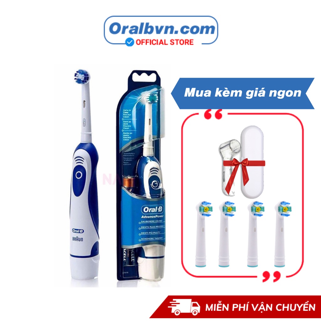 Bàn chải điện đánh răng tự động Oral B sử dụng pin làm sạch răng, hạn chế viêm nướu, loại sạch mảng bám