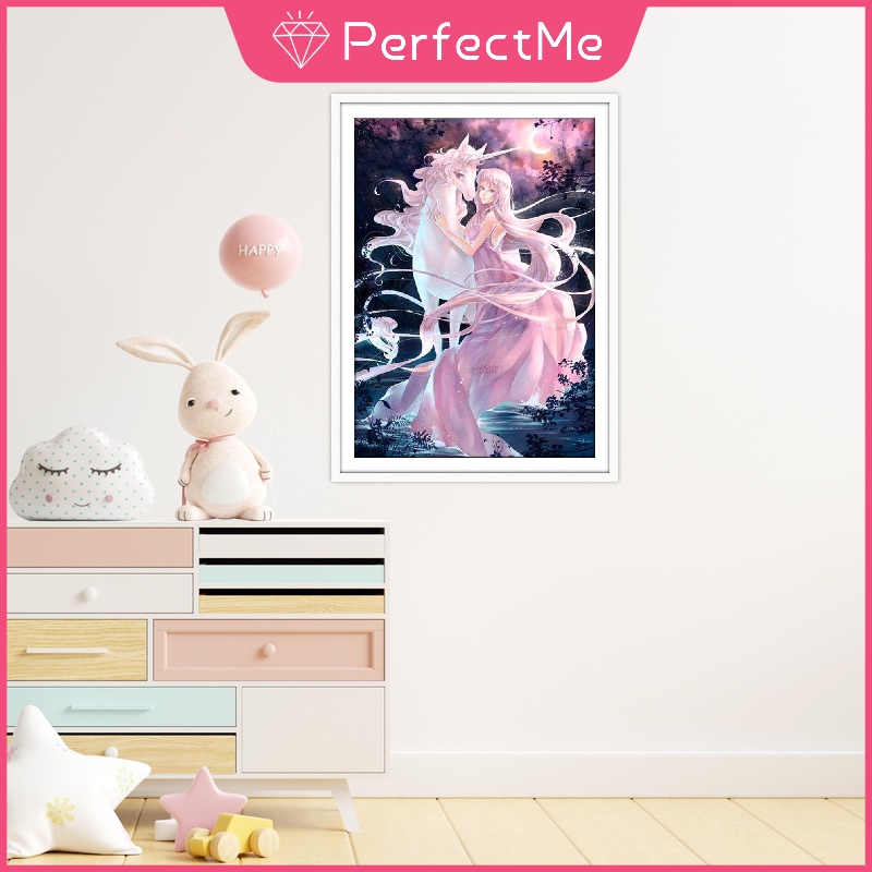 Bộ tranh đính đá diy trang trí nội thất 30X40cm hình kỳ lân hoạt hình
