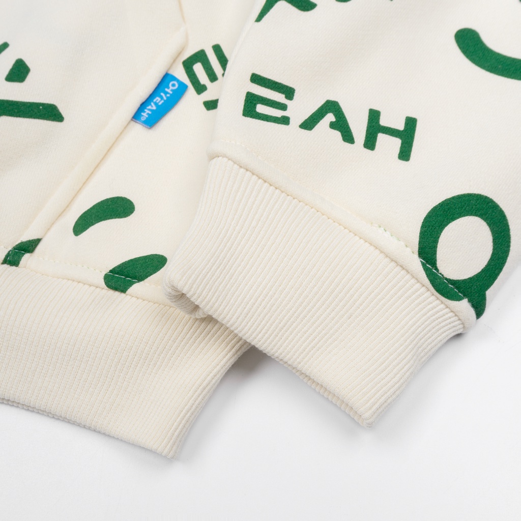 Áo Hoodie Zip 2 Lớp Unisex Local Brand OHYEAH LOGO - Kem / Xanh Lá