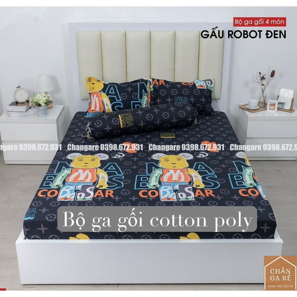 (4 món)Bộ ga gối ga trải giường bộ drap giường+2 vỏ gối nằm+1 vỏ ôm Cotton Poly size m6/m8 nhiều mẫu lựa chọn