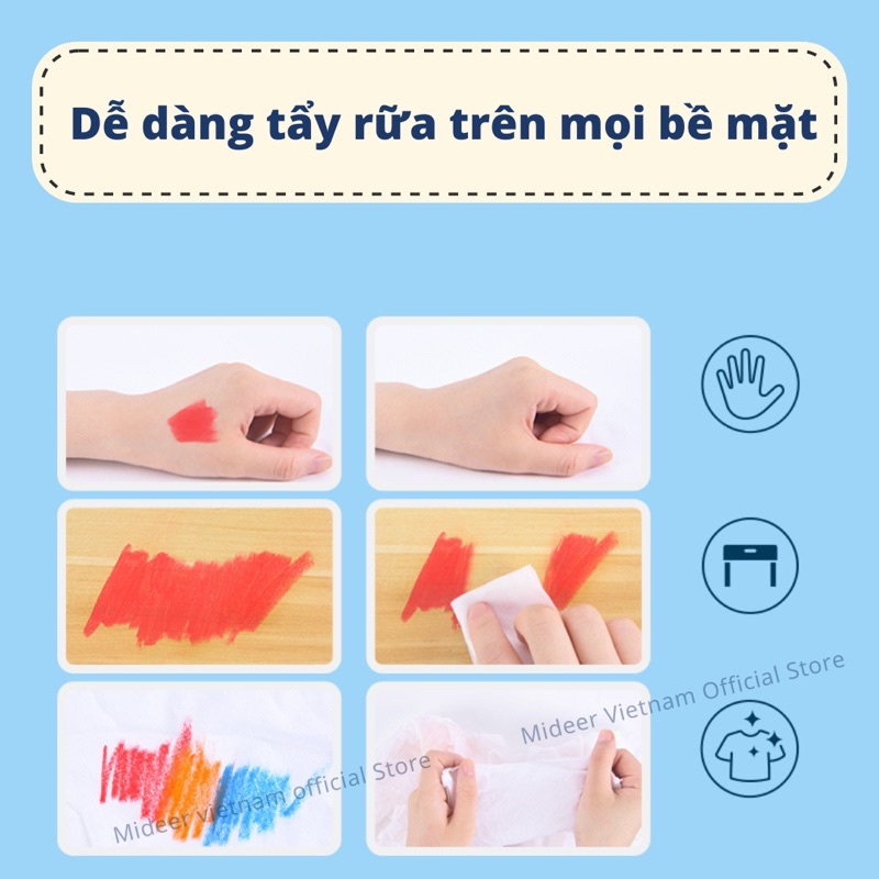 Hộp Bút Dạ Màu Nước An Toàn cho bé Washable Marker Mideer, bộ bút highlight