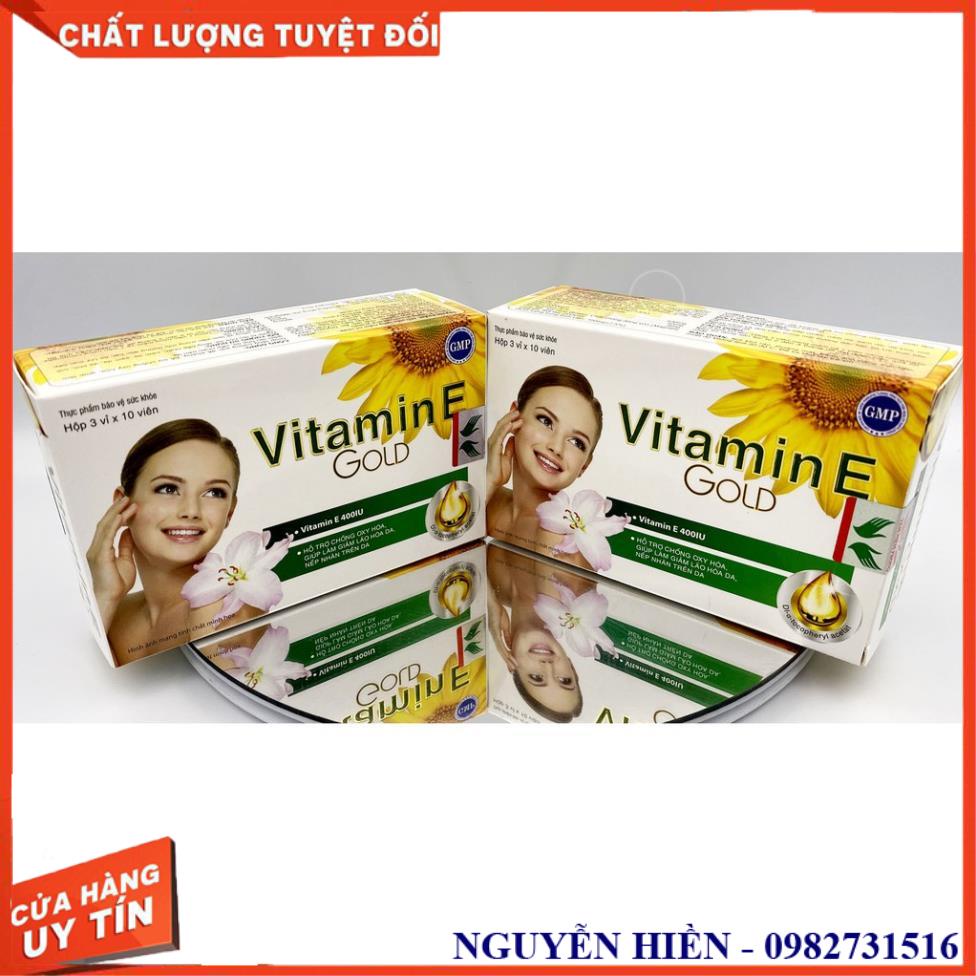 Vitamin E Gold – Giúp Hỗ Trợ Chống Oxy Hóa – Giúp Làm Giảm Lão Hóa Da – Giảm Nếp Nhăn Hộp 30 Viên