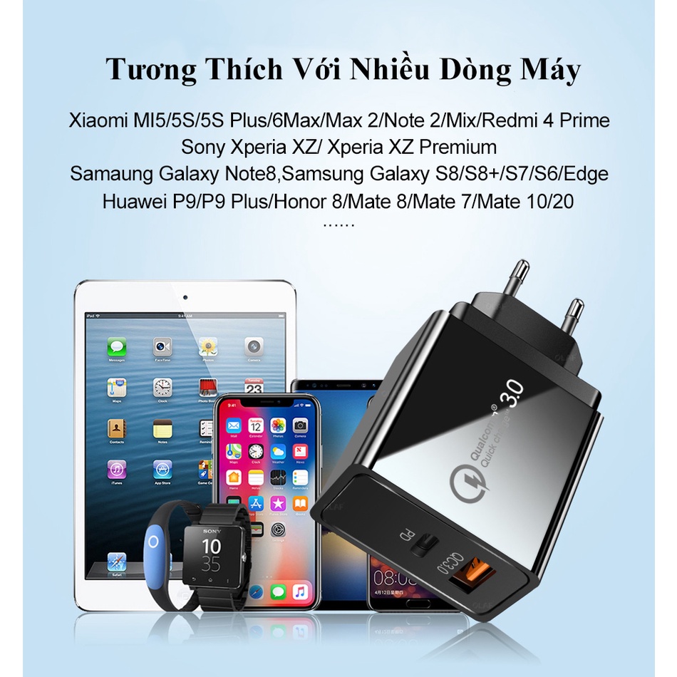 Củ sạc nhanh Twitch Qc 3.0 Qc 36w dành Cho 1phone ,Samsung type c,micro usb android- DODO