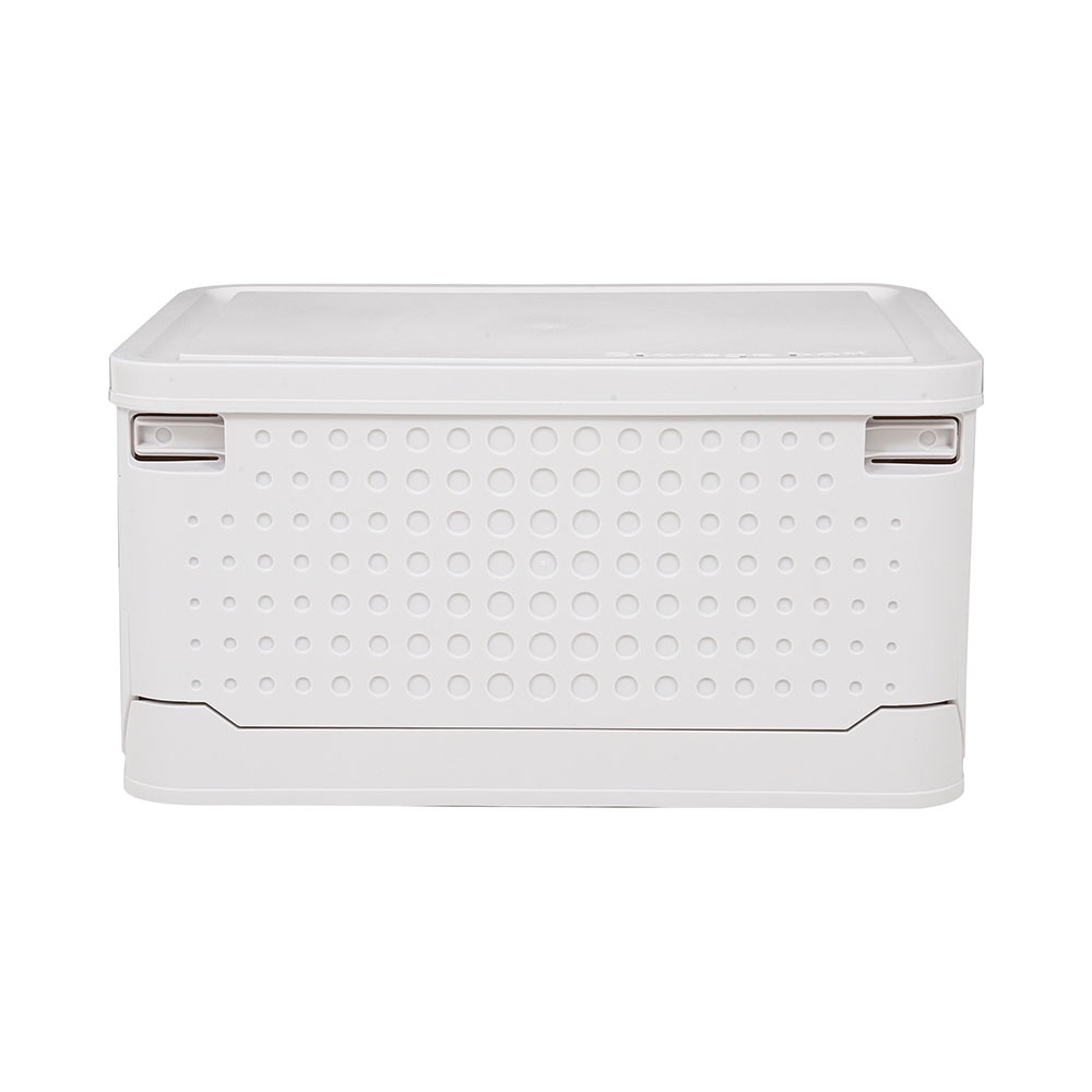 HomeBase STACKO Thùng đựng đồ bằng nhựa có nắp có thể gấp gọn YUKI W46xD33xH22.5cm màu trắng