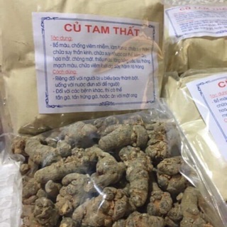 Củ tam thất tươi loại to. 5 củ/ lạng. Gói 0,5kg giá 710k.