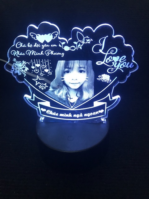 Đèn Led 3d Khắc Hình Ảnh Theo Yêu Cầu  - 16 màu tuỳ chỉnh - Quà tặng từ chú bộ đội