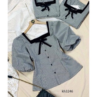 (Shop  Bigsize nữ 50kg đến 90kg) SET ÁO CARO + CHÂN VÁY XẾP LI