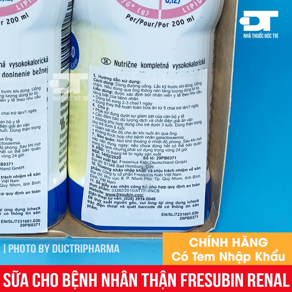 Lốc 4 chai sữa Fresubin Renal cho người bệnh thận