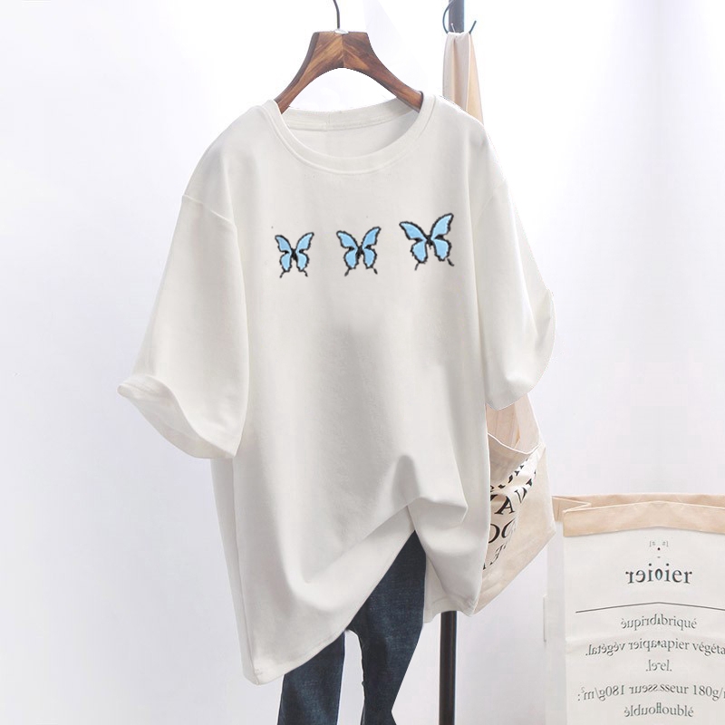 NRVP Áo thun nữ tay ngắn cổ tròn dáng rộng in hình dễ thương thời trang mùa hè 2020