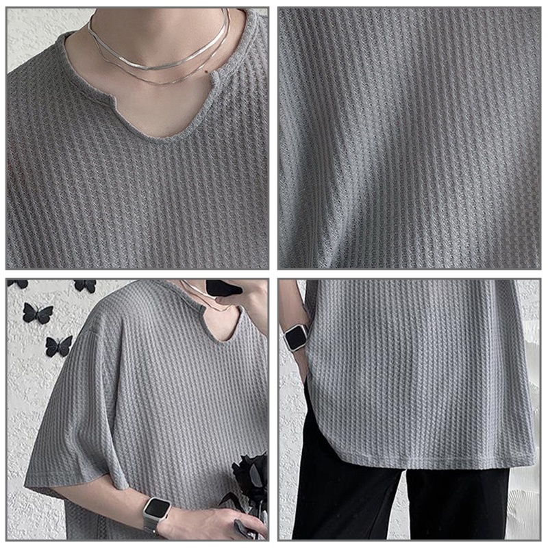 Áo thun AOKANG tay lỡ cổ chữ V sành điệu thời trang xuân hè trẻ trung dành cho nam