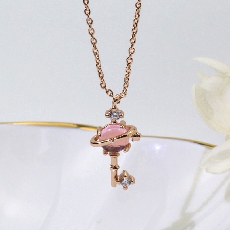 Pha Lê Hồng Đá Quý Mặt Dây Chuyền Vòng Cổ Vàng Hồng Crystal Pendant Necklace | BigBuy360 - bigbuy360.vn