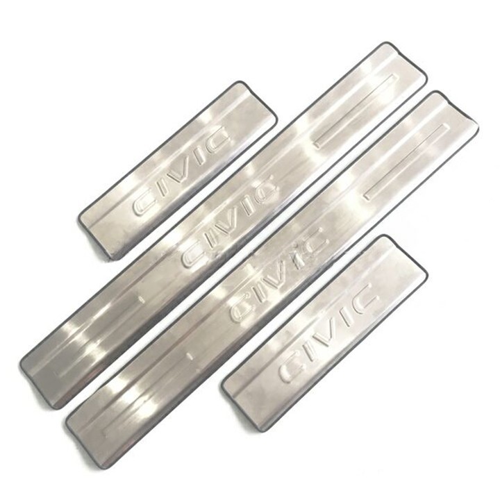 Ốp Bậc Cửa, Nẹp Bước Chân Trong, Ngoài Xe Honda Civic 2016 - 2021 Chất liệu inox cao cấp