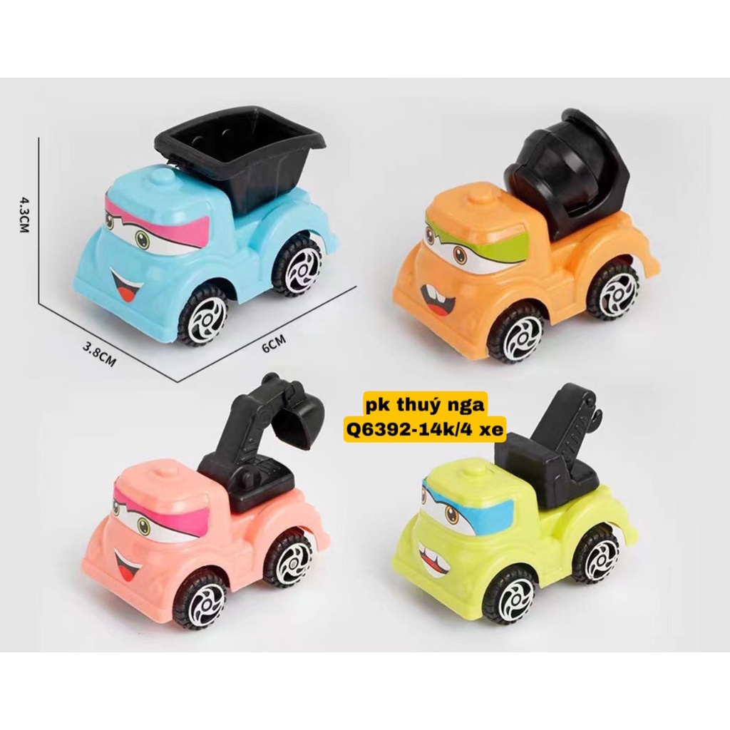 Set 4 ô tô hoạt hình công trình