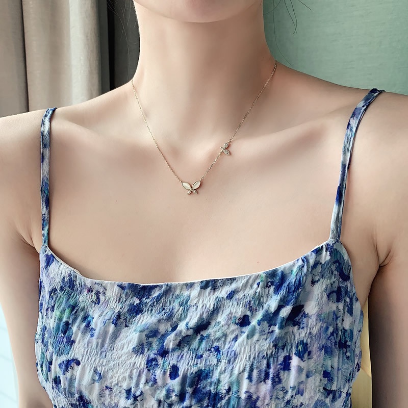 Vòng cổ Hai Lớp Họa Tiết Cánh Bướm Thời Trang Cho Nữ
