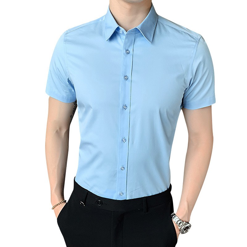 [Mã FAMAYMA2 giảm 10K đơn 50K] Áo sơ mi nam Công sở Ngắn tay vải lụa mềm mát | BigBuy360 - bigbuy360.vn