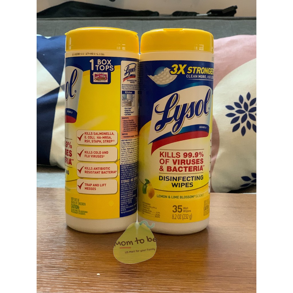 Khăn lau diệt khuẩn Lysol Disinfecting Wipes 35 miếng nhập Mỹ