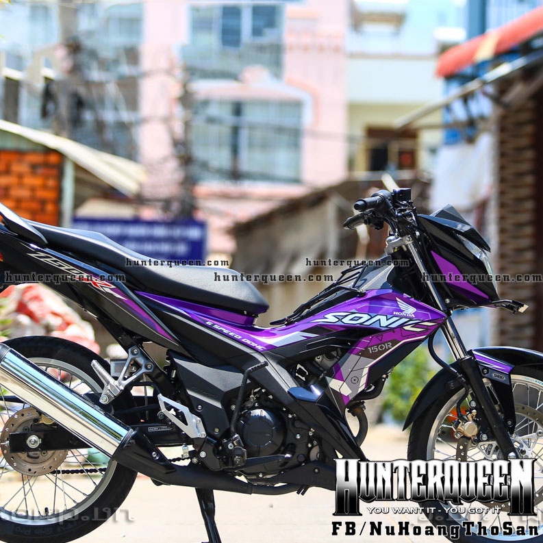 Tem rời cao cấp dán xe Sonic màu đen tím. Mẫu decal 2019, bền màu, bám dính cao. Decal for Motorbike