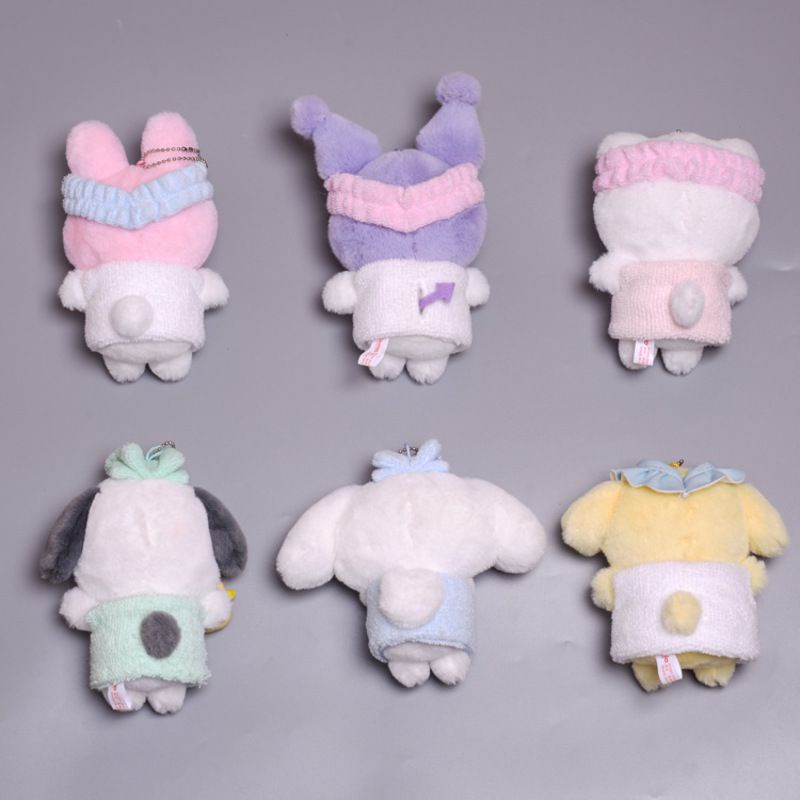 Kawaii Anime Sanrioed Kt Cat Plush Keychain Coin Purse Pendant Cartoon Melody Kuromi Bag Cinnamoroll Keyring Accessory Toy Gift