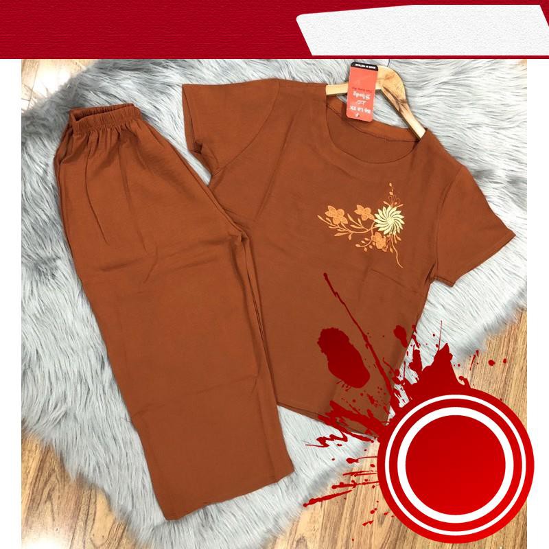【Hàng sẵn sàng】 Bộ mặc nhà Trung Niên cho mẹ - quần áo người già người lớn tuổi Ống Sớ Rộng