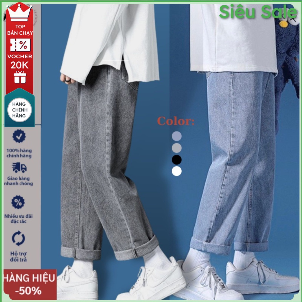 Quần jean nam baggy ống suông rộng,Quần bò nam nữ dáng đứng vải jeans bò cao cấp hottrend 2022
