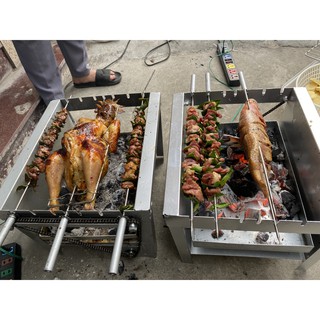 Bếp nướng than hoa tự xoay tặng kèm 1 xiên 3 và 5 xiên thẳng (bánh răng to)