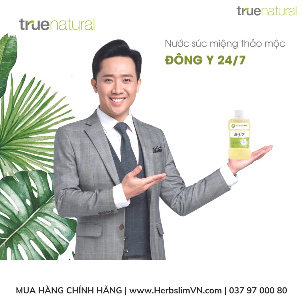 Nước súc miệng lá xoài 247 - True Natural 280ml - Bách Hương Tán hết nhiệt miệng viêm lợi hôi miệng làm trắng răng